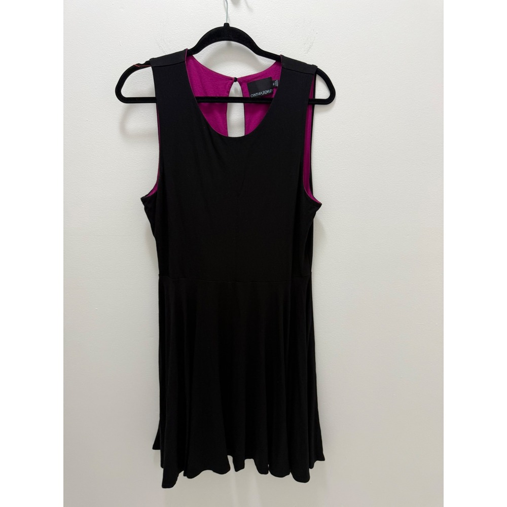 Cynthia Rowley Black Magenta Fit & Flare Dress XL Sleeveless Jersey